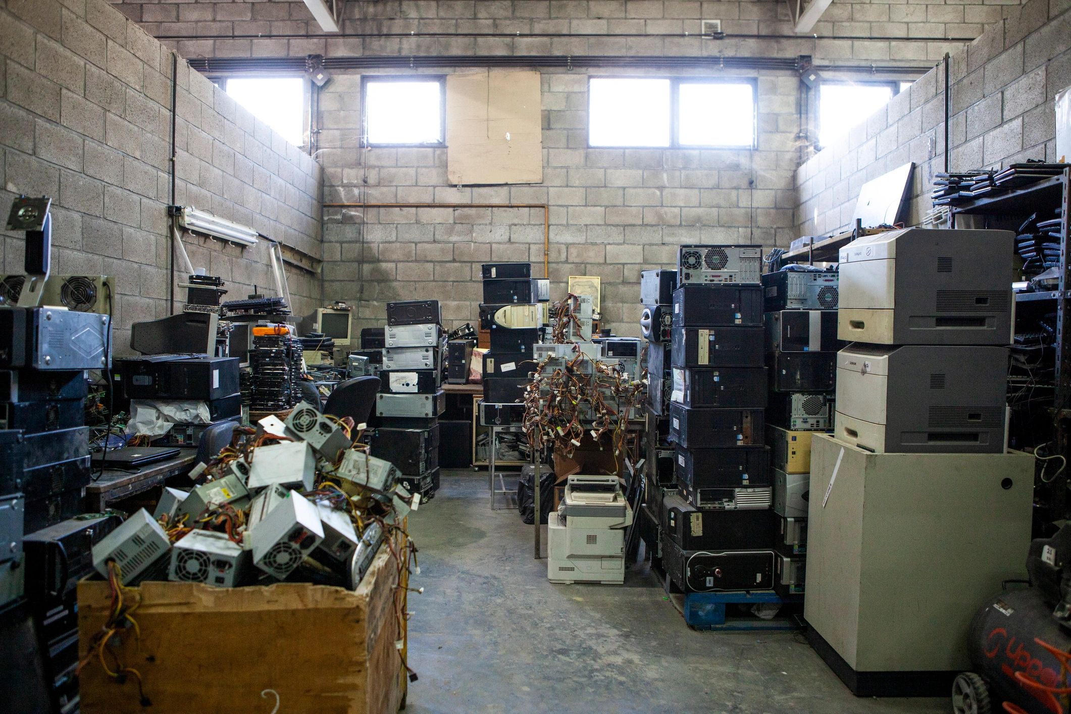 Electronic waste storage area prepared for responsible recycling