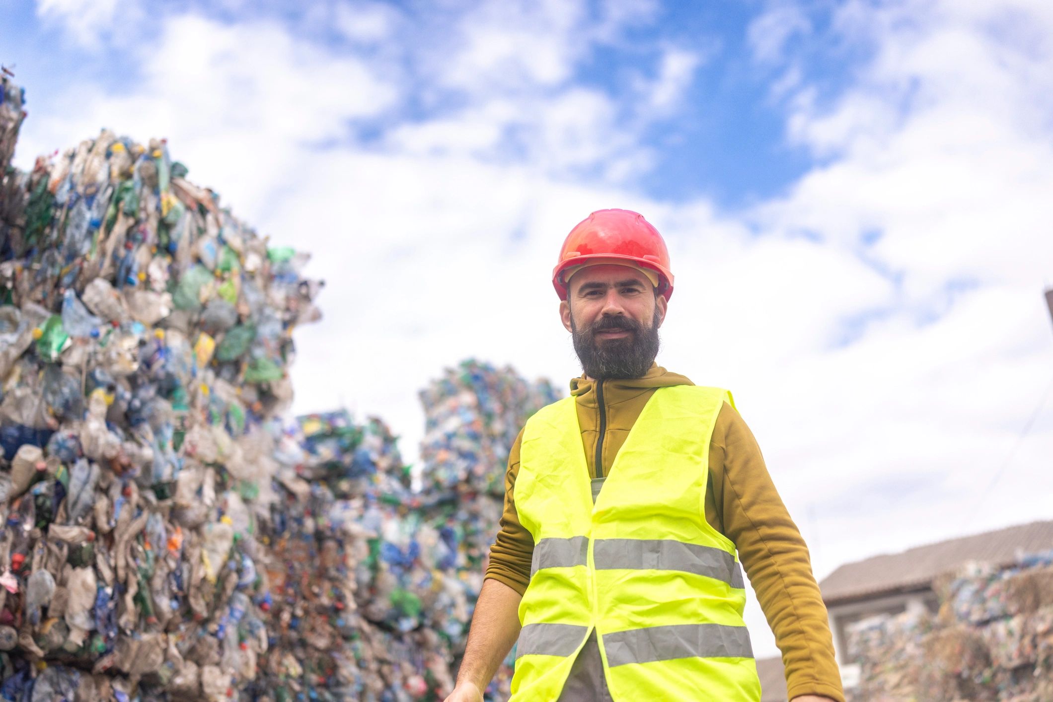 Worker at a recycling center